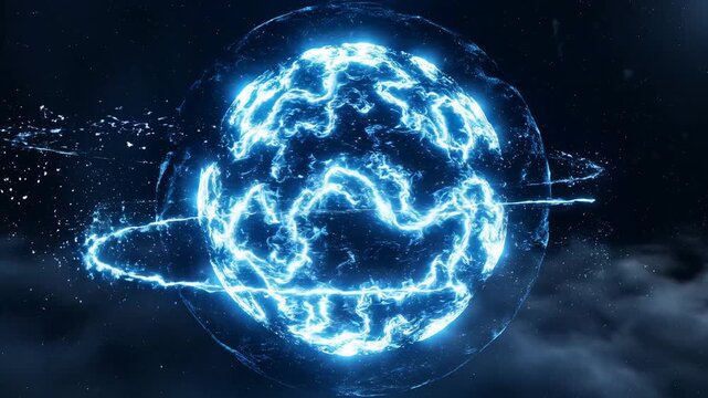 Futuristic Blue Light Energy Ball Effect Visual
