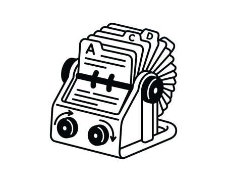 Black outline Rolodex vector illustration for contact management and office organization