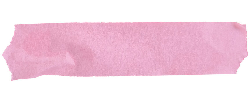 Wide pink masking tape strip isolated on transparent background png for bold label and banner design