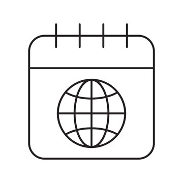 Global Calendar Event Line Icon