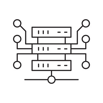 Server Rack Data Center Line Icon