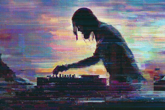 pixelated digital DJ in glitch mode