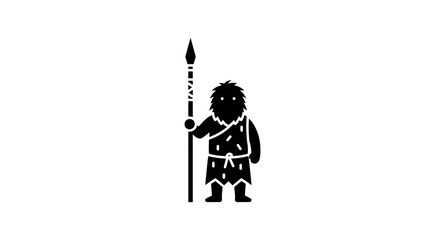 Obraz premium Warrior Holding Spear Silhouette Icon.