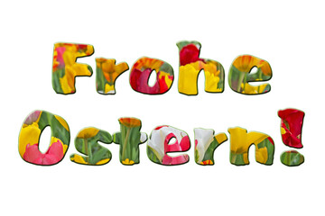 Celebrating Easter with colorful tulips and cheerful greetings in spring season © Fleuronica