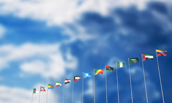 OPEC group summit crude oil economy gasoline business industry barrel energy power fuel production opec group country arab emirate uae iran war trade inflation recession flag country blue sky resource