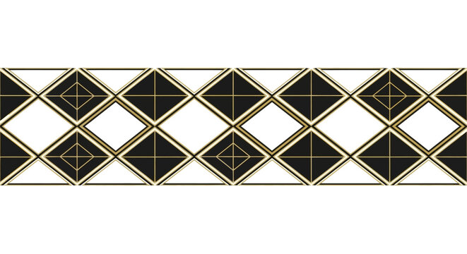 Black and gold diamond pattern border.