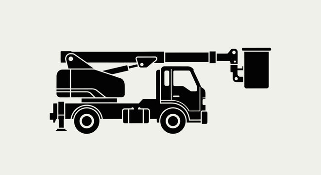 Large truck with crane arm extended.