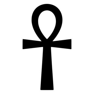 Sacred ankh black white icon 