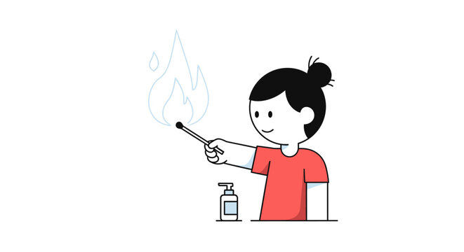 Woman holding lighter with flame.