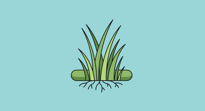 A detailed illustration of grass roots growing in soil