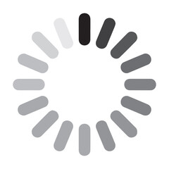 Fototapeta premium Loading spinner icon features a grayscale circular progress bar indicating a pending operation.