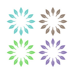 Fototapeta premium Botanical Green Leaves Sign Symbol Logo Vector Set isolated on White