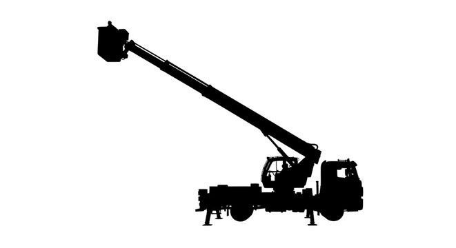 Silhouette of a cherry picker truck 1.