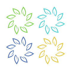 Fototapeta premium Botanical Green Leaves Sign Symbol Logo Vector Set isolated on White