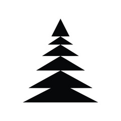 Obraz premium Minimalist geometric pine tree composed of stacked black triangles