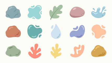 Naklejka premium Flat Design Abstract Organic Shapes and Natural Elements Vector Set