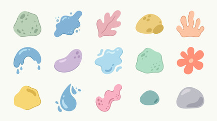 Naklejka premium Cute Colorful Organic Shapes, Blobs, and Coral Vector Icons
