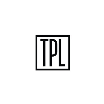 Minimalist black square frame containing the letters tpl