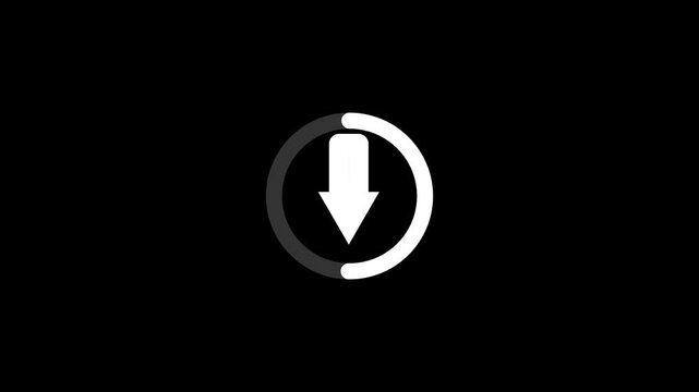 Download icon with circular progress bar animation on black background