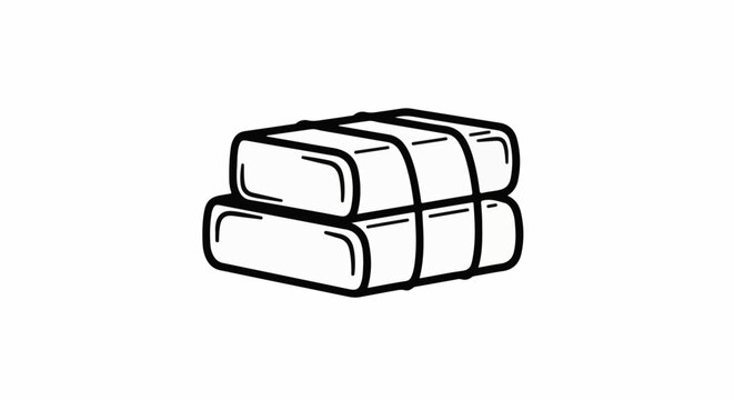 Two rectangular packages stacked and tied with cord