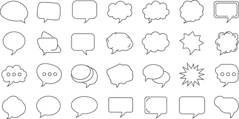 Fototapeta premium Collection of hand drawn speech bubbles and conversation icons