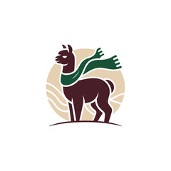 Obraz premium Alpaca wearing a green scarf logo