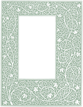 Vintage Botanical Vine Frame PNG, Minimal Ornamental Border, Antique Floral Frame