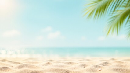 Obraz premium Serene Beach Scene With Palm Tree For Travel And Relaxation Advertising