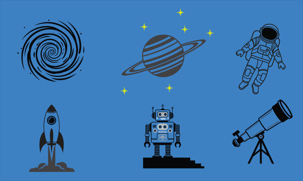 Cosmic exploration a collection of space themed icons and objects