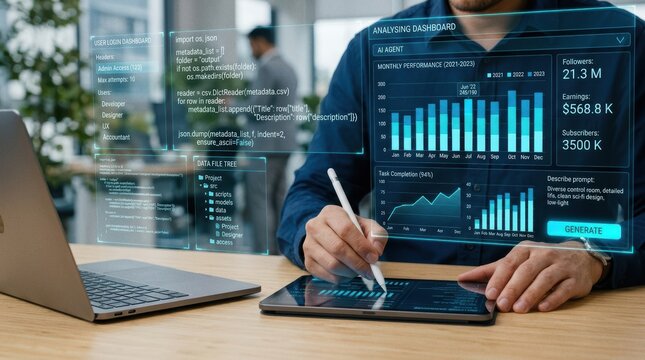 AI Analytics Dashboard with Python Code and Business Metrics Visualization