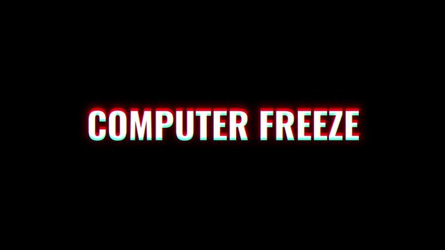 Computer freeze animation with aggressive digital stutter and horizontal pixel stretching on a black background