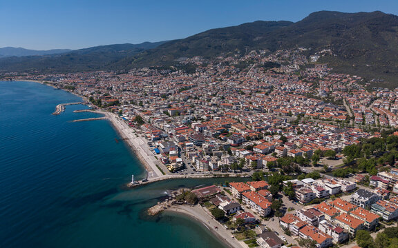Aerial View of Altinoluk Coast with Aegean Sea and Kaz Mountains in Balikesir Turkey