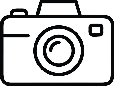 camera icon black and white line art illustration on a white background high quality professional detailed modern elegant stylish clean crisp