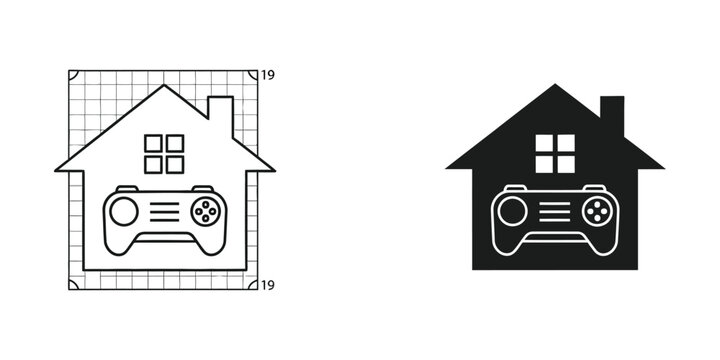 Creative depiction of a house with video game controller and television inside it