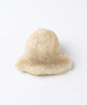 Pempek Kapal Selam Traditional Indonesian Fish Cake with an Egg on a White Background Close Up