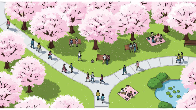 Spring Park Picnic & Stroll: Cherry Blossom Season Family & Friends Activity