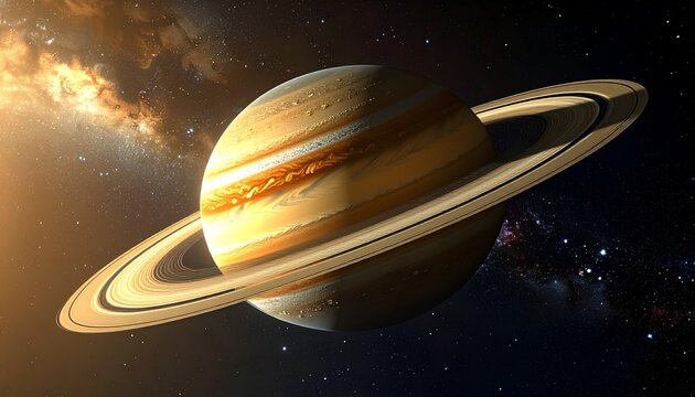 Saturns Majestic Rings - A Stunning View of the Ringed Planet.