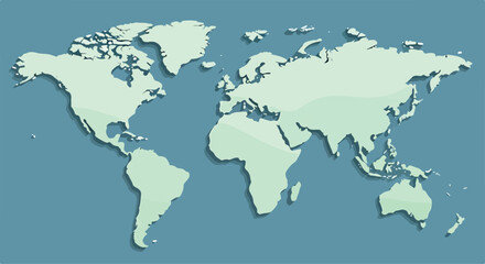Obraz premium A stylized world map with raised continents