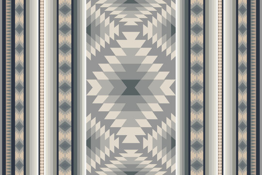 Elegant Neutral Geometric Tribal Pattern Seamless Background, Vintage Ethnic Carpet Style Design