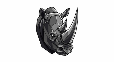 Black and white rhino head illustration. © Azkiya
