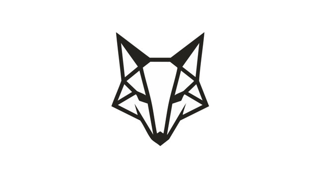 Modern minimalist geometric fox head logo design using bold black lines. Contemporary wildlife vector illustration ideal for creative branding, tech startups, or mascot identity on a clean background.