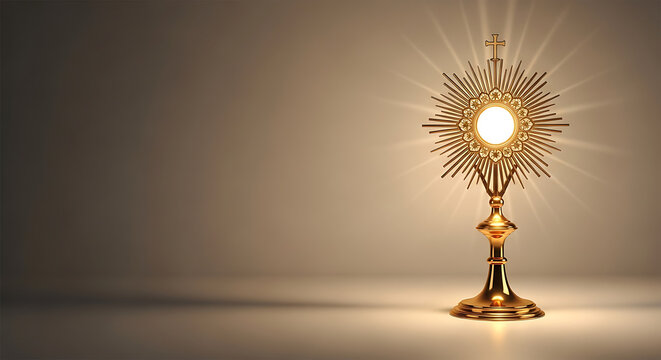 Sacred Monstrance Glowing with Divine Light, Symbolizing Faith and Eucharist