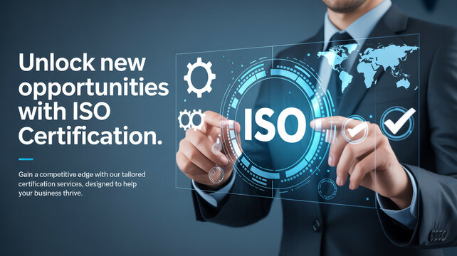 A professional businessman unlocking global opportunities through iso certification.