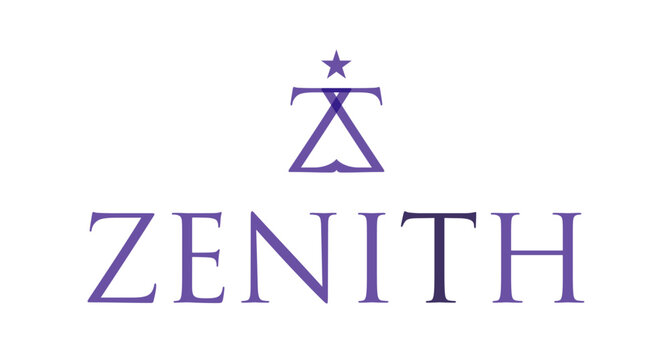 zenith zenite logo sun peak acme star traingle mountain monogram Z T design purple lillac visual identy