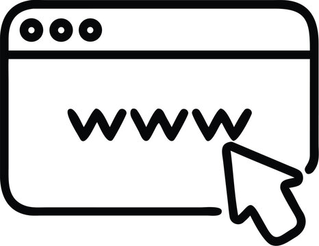 website icon with cursor black line drawing on white background high quality professional detailed modern elegant stylish clean crisp vibrant colorful