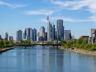 Naklejka premium Skyline of Frankfurt with Commerbank, COLLECTION Business Center Frankfurt FOUR, FOUR Frankfurt, Dekra, Union Invest, MainTower, MainTor, Onitower, Frankurt, Grmany
