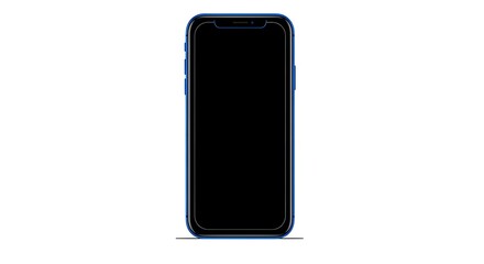 Naklejka premium Front view of modern blue smartphone isolated on white ground.