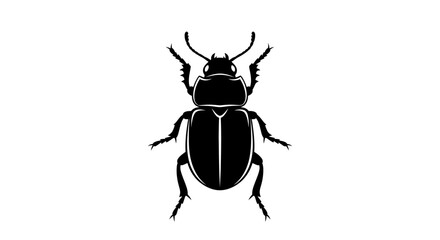 Fototapeta premium Black Beetle Silhouette Vector Illustration Isolated on White