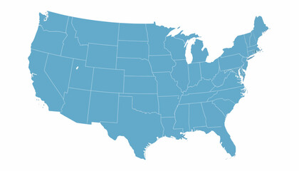 Fototapeta premium United States Map, America Vector Map, Blue USA Map, Country Outline Illustration, Geographic Infographic