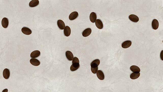 Falling Coffee Beans on Clean Background Animation 4K